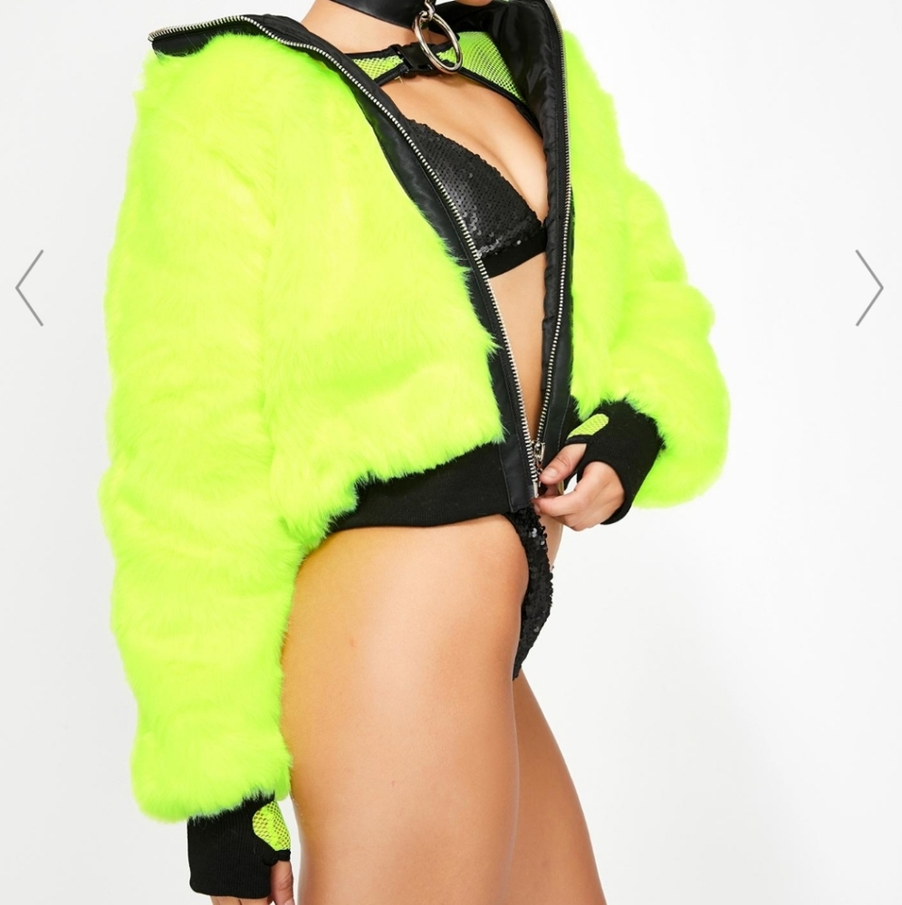 Dolls Kill Neon Green Bomber Jacket